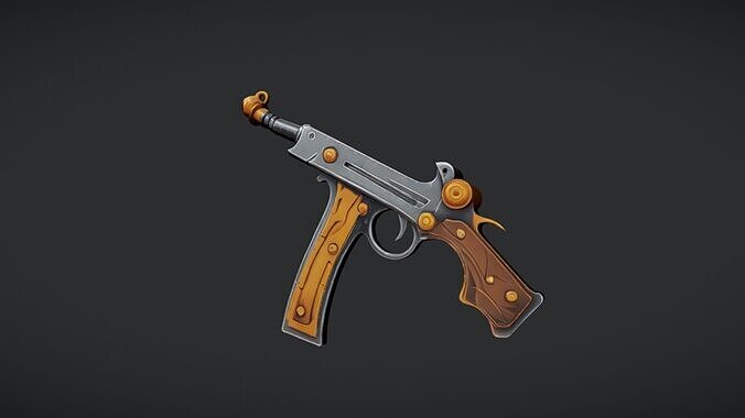 Stylized gun illustration 3D model