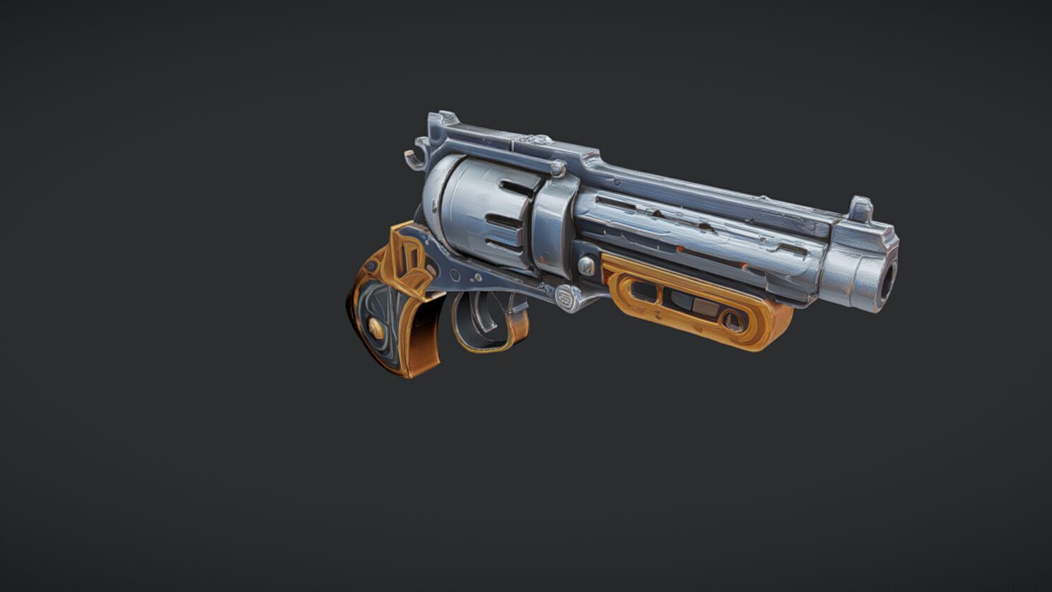 ornate revolver 3D model_2