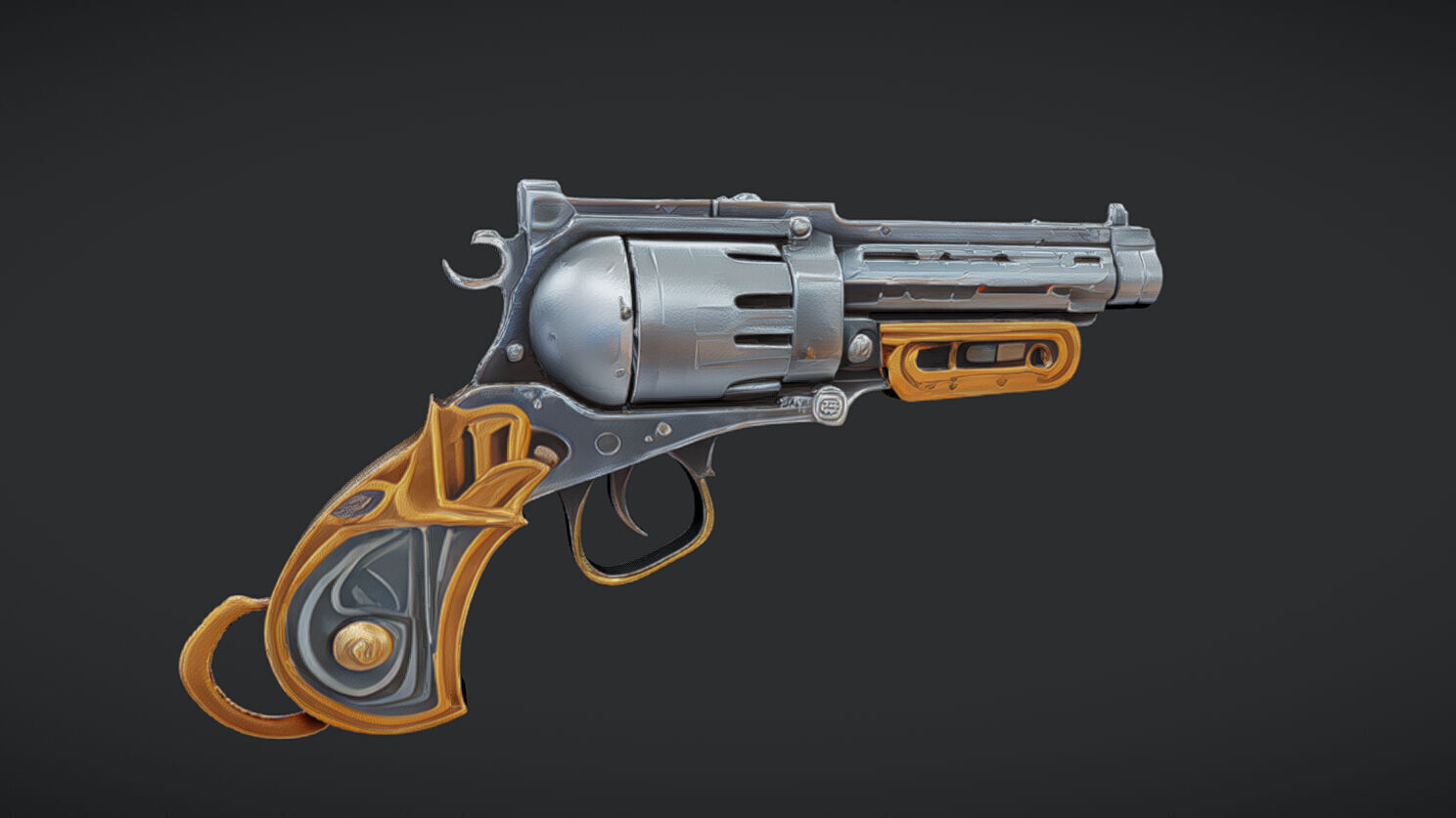 ornate revolver 3D model_5