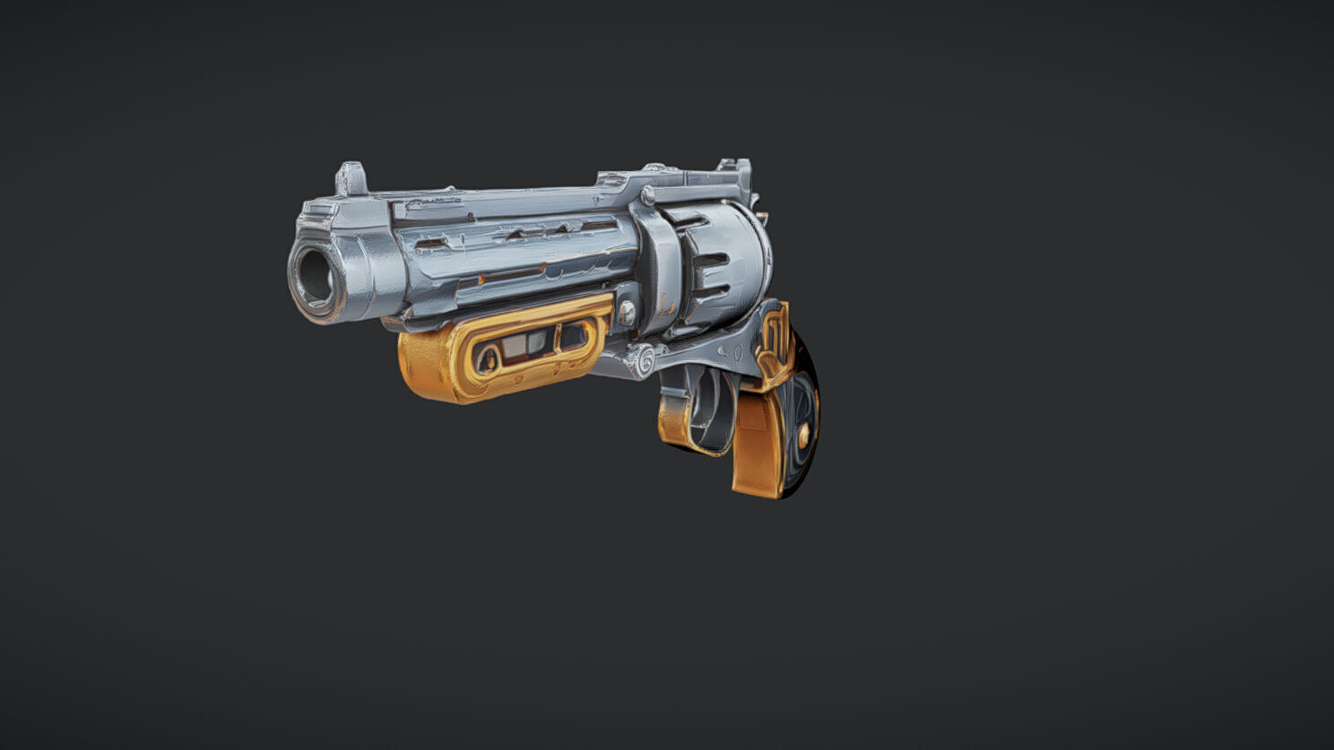 ornate revolver 3D model_1