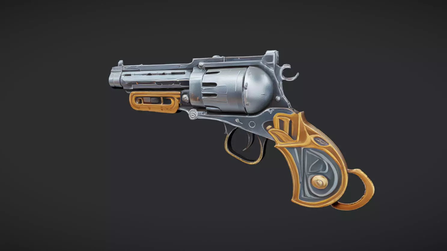 ornate revolver 3D model_0