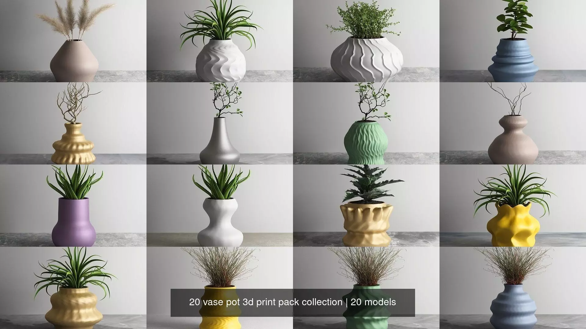 20 vase pot 3d print pack collection _1