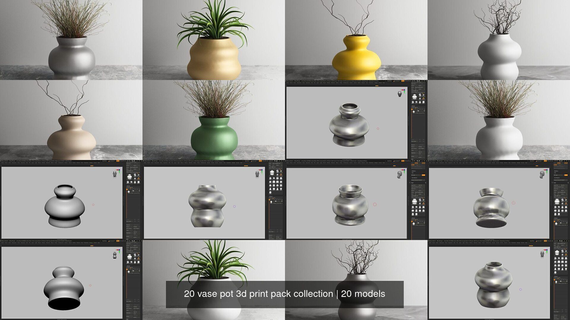 20 vase pot 3d print pack collection _2