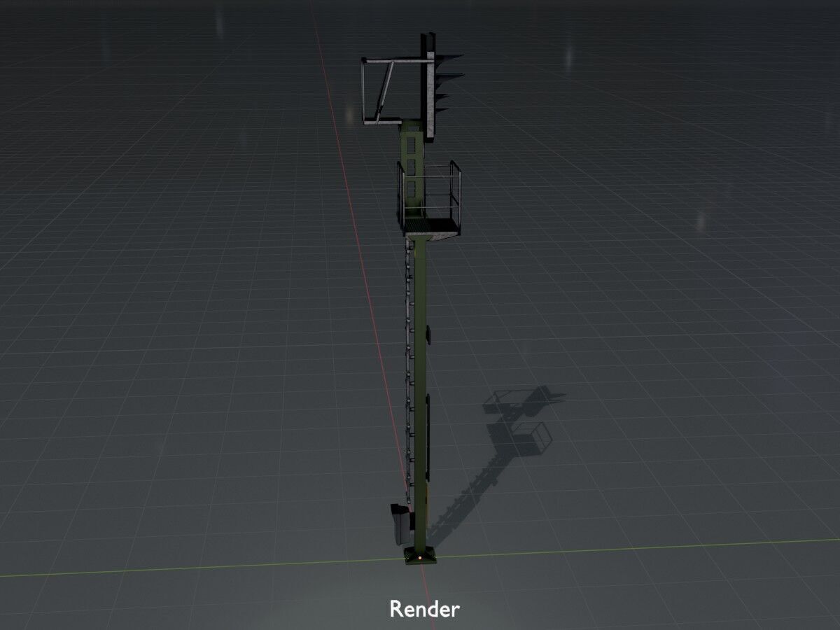 KS-Railway Signal Post 7000mm Version-1 Low-poly 3D model_16