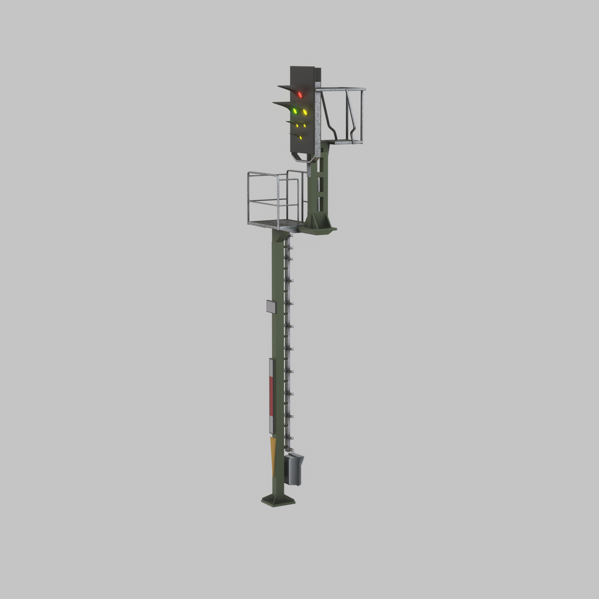 KS-Railway Signal Post 7000mm Version-1 Low-poly 3D model_36