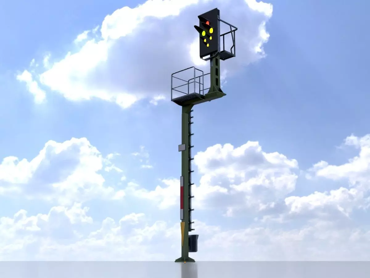 KS-Railway Signal Post 7000mm Version-1 Low-poly 3D model_0