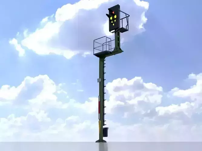 KS-Railway Signal Post 7000mm Version-1 Low-poly 3D model