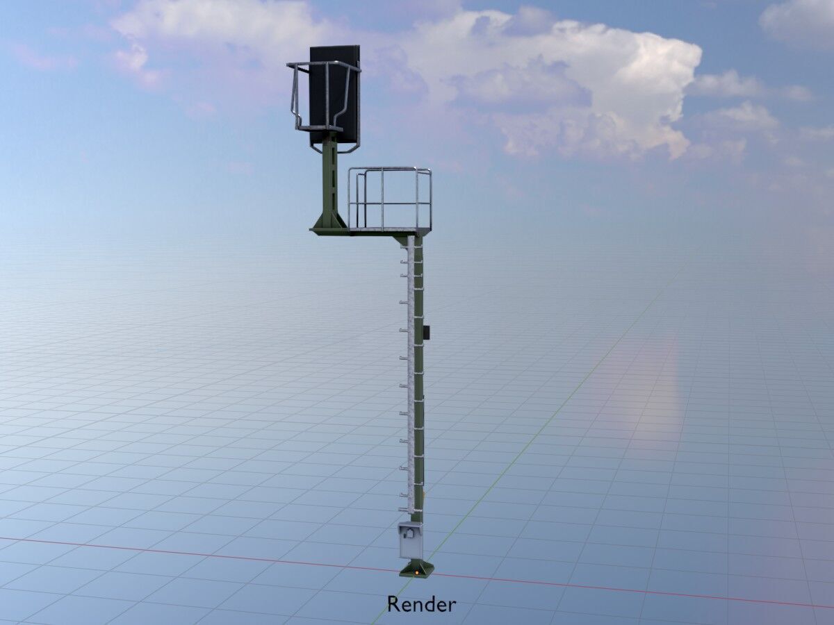 KS-Railway Signal Post 7000mm Version-1 Low-poly 3D model_19