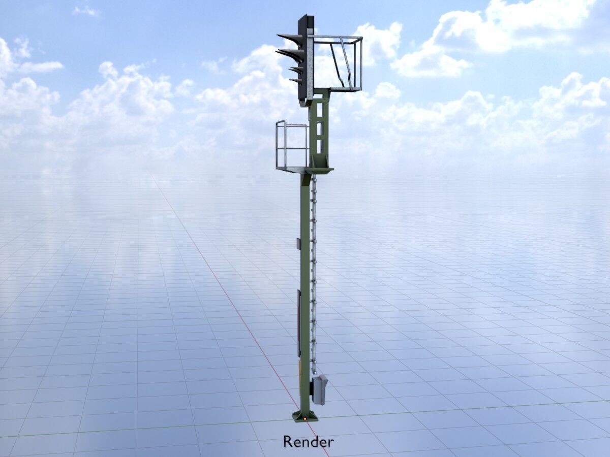 KS-Railway Signal Post 7000mm Version-1 Low-poly 3D model_18