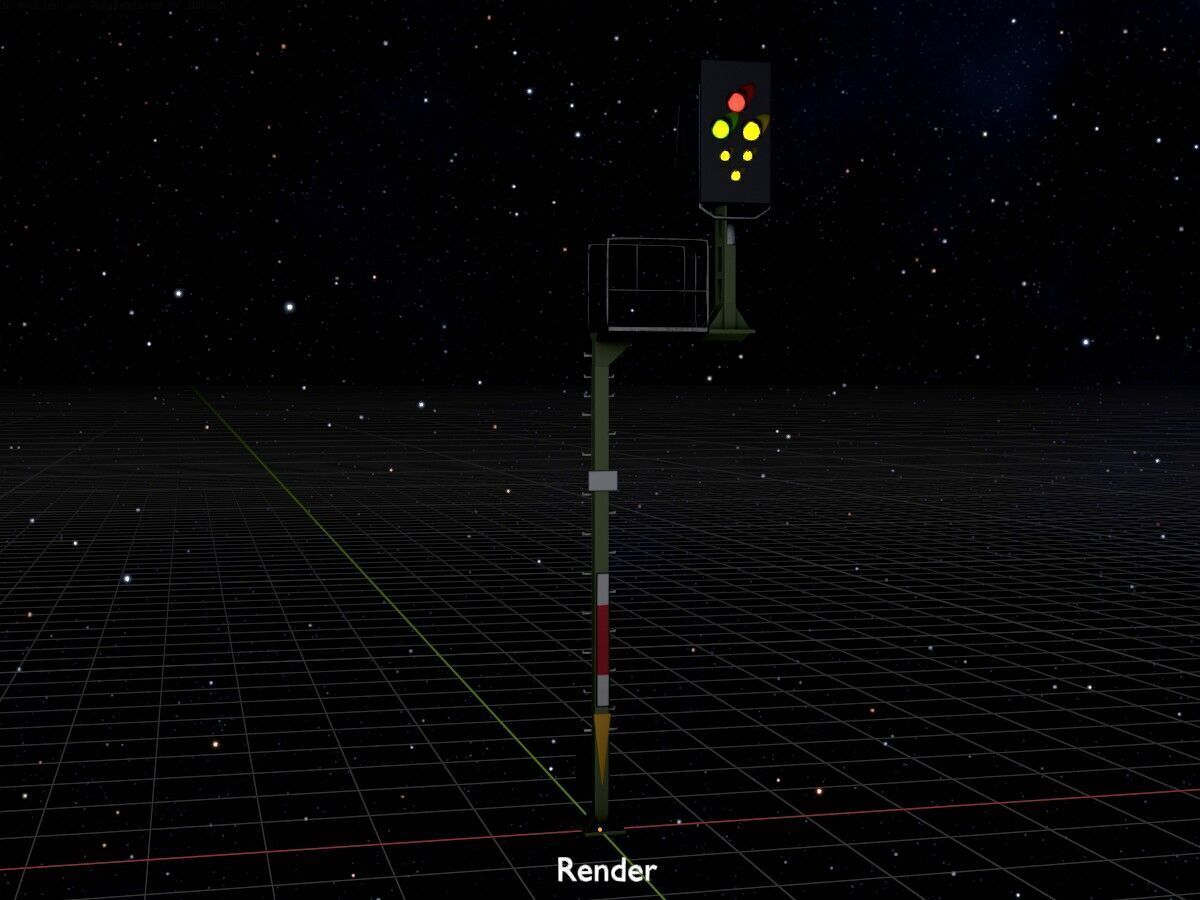 KS-Railway Signal Post 7000mm Version-1 Low-poly 3D model_17