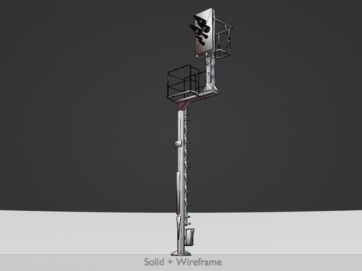 KS-Railway Signal Post 7000mm Version-1 Low-poly 3D model_9