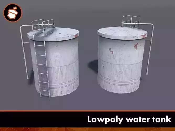 Lowpoly water tank Low-poly 3D model