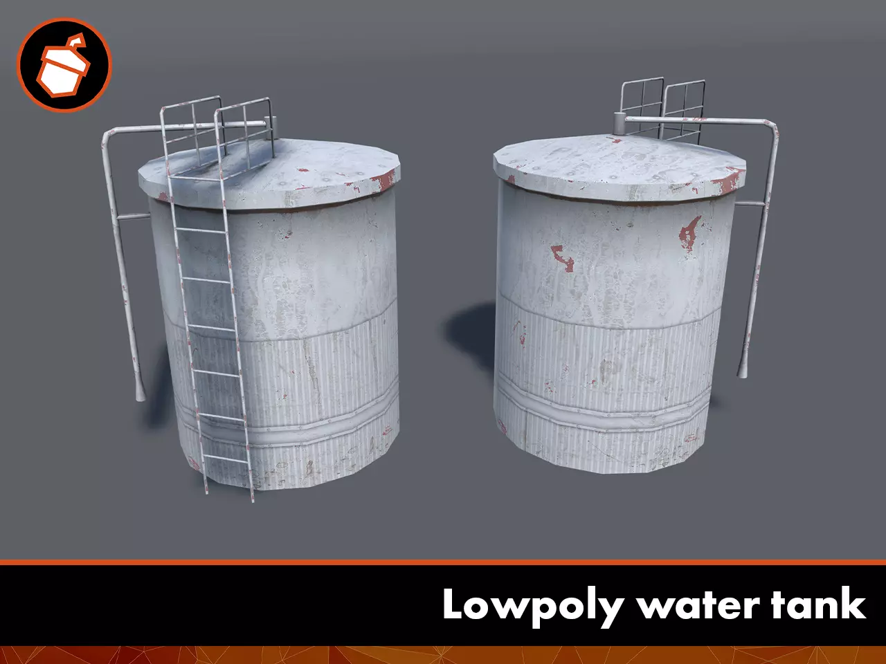 Lowpoly water tank Low-poly 3D model_0