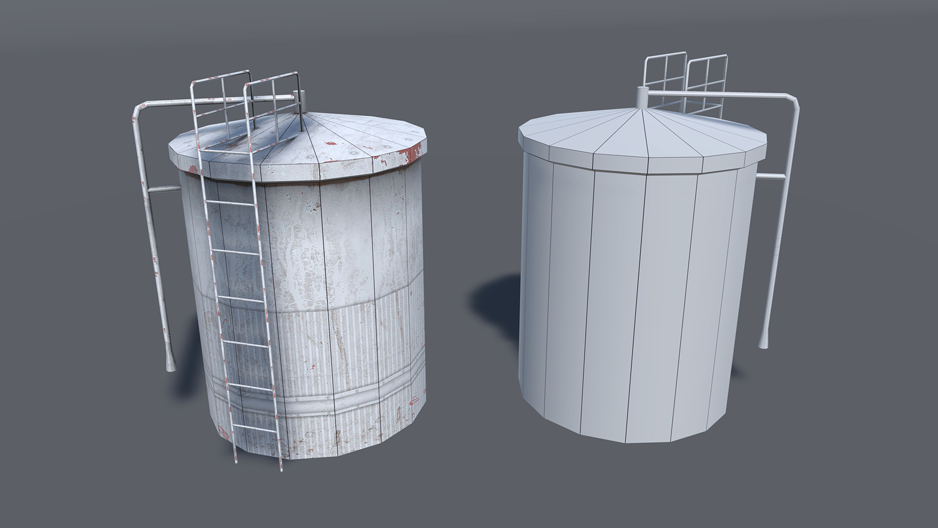 Lowpoly water tank Low-poly 3D model_4
