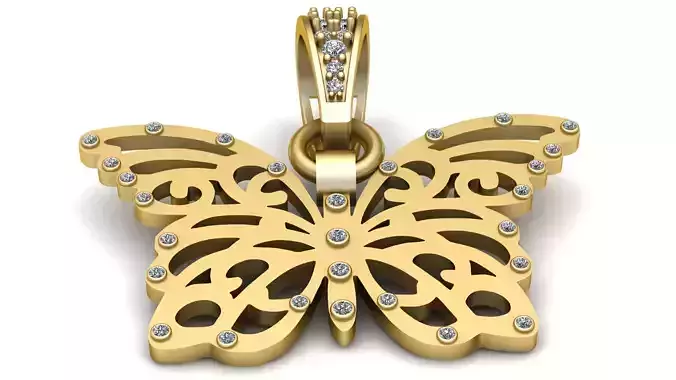 BUTTERFLY DIAMOND PENDANT 3D PRINTABLE MODEL 