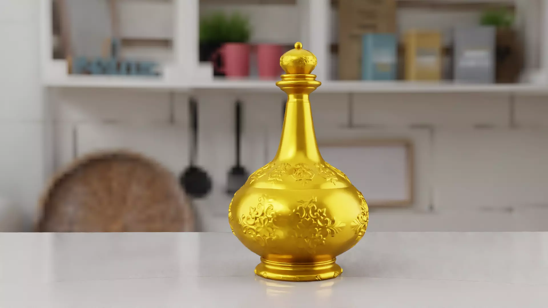 Chinese golden pot jar vase 3D model