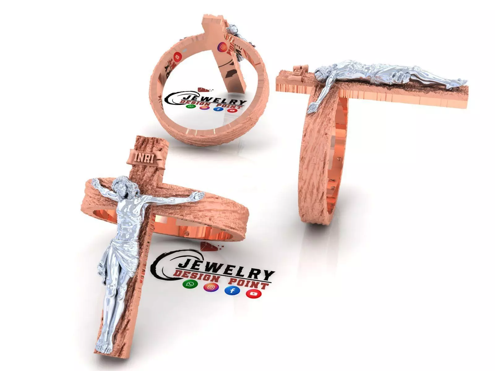 Custom 3D Jesus with Cross Ring - Crucifixion Cross 3D print model