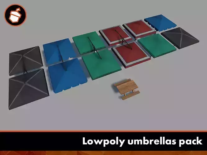 Lowpoly umbrellas pack Low-poly 3D model