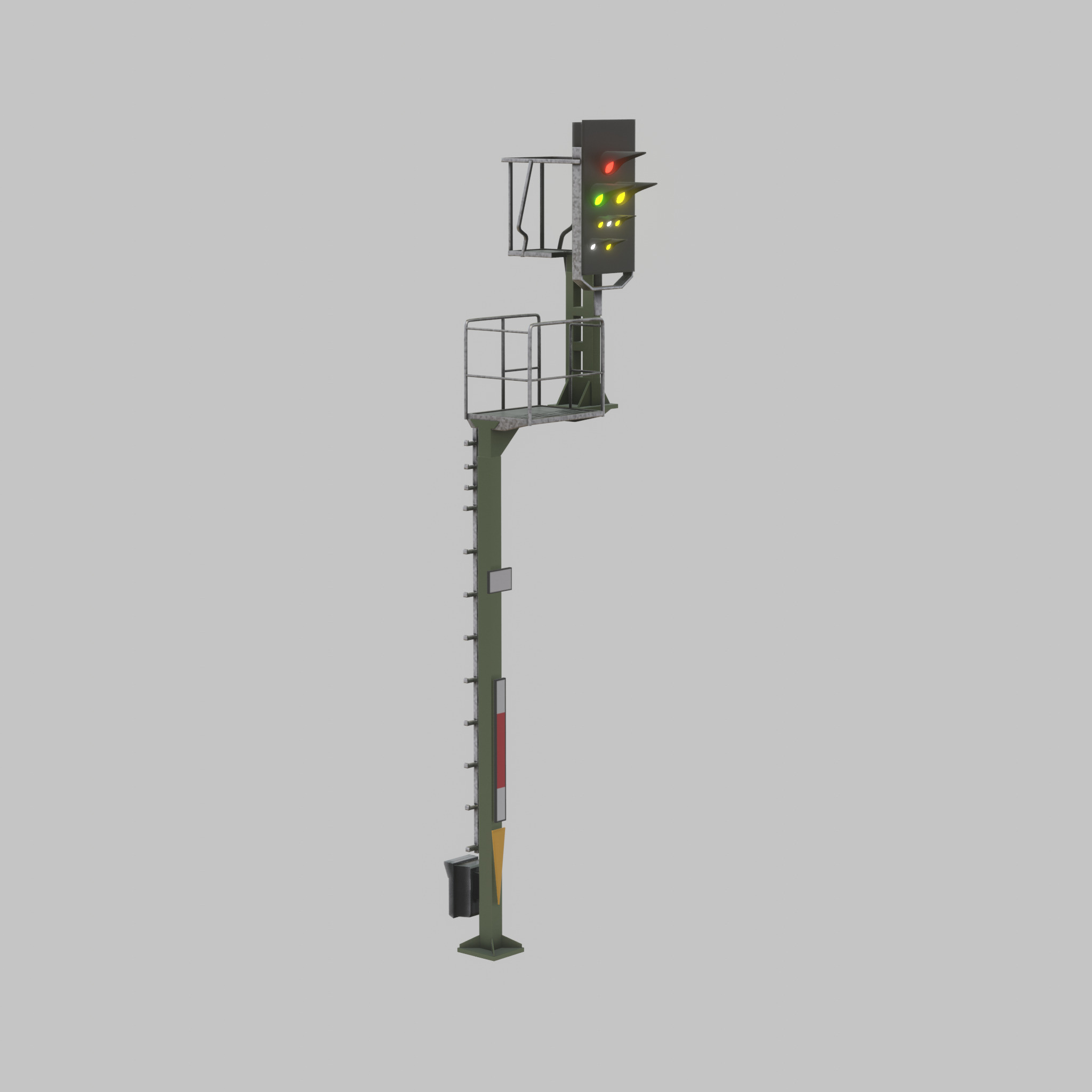 KS-Railway Signal Post 7000mm Version-2 Low-poly 3D model_40