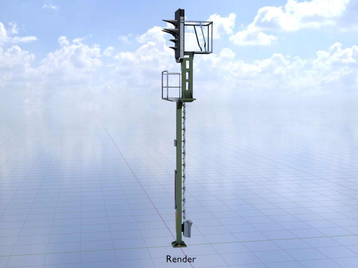 KS-Railway Signal Post 7000mm Version-2 Low-poly 3D model_18