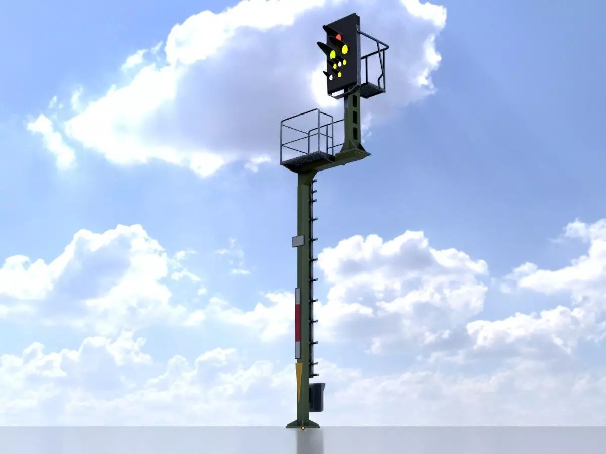 KS-Railway Signal Post 7000mm Version-2 Low-poly 3D model_0