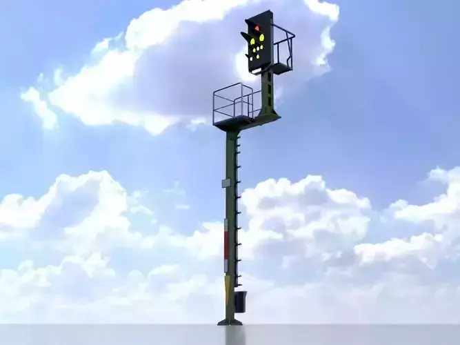 KS-Railway Signal Post 7000mm Version-2 Low-poly 3D model