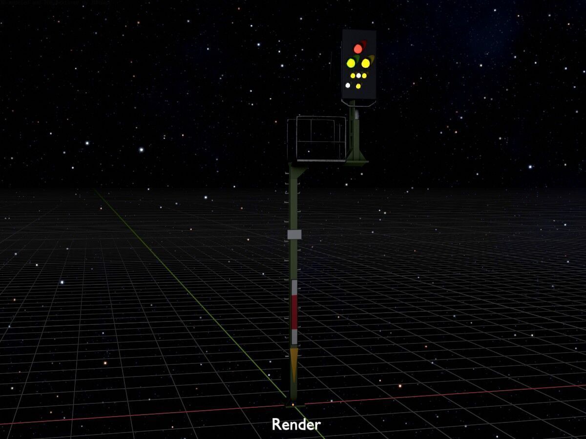 KS-Railway Signal Post 7000mm Version-2 Low-poly 3D model_17
