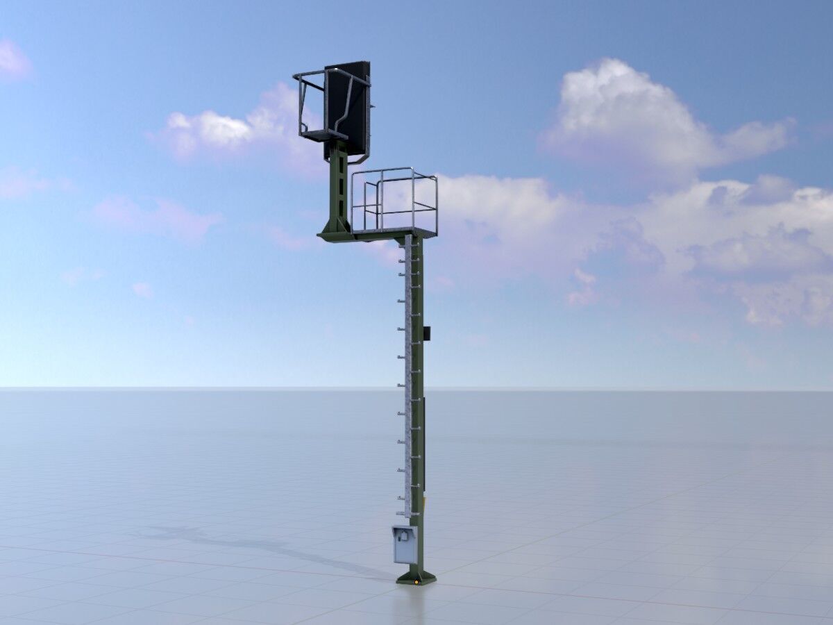 KS-Railway Signal Post 7000mm Version-2 Low-poly 3D model_3