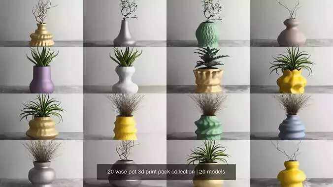 20 vase pot 3d print pack collection 