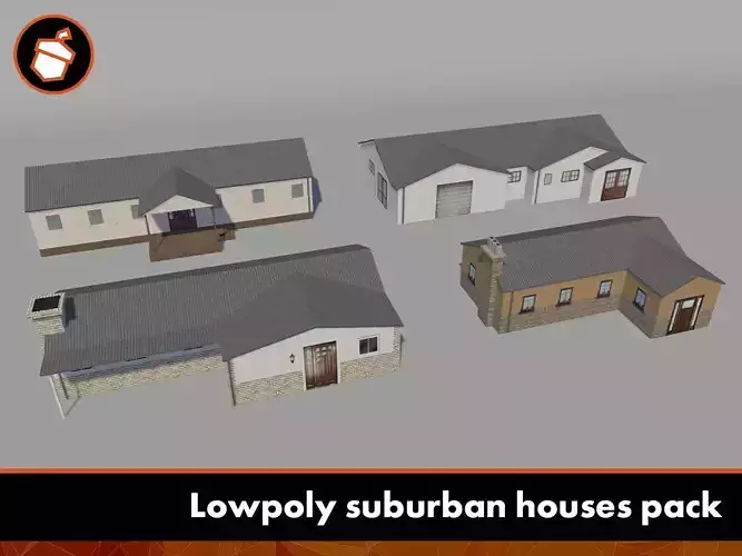 Lowpoly suburban houses pack