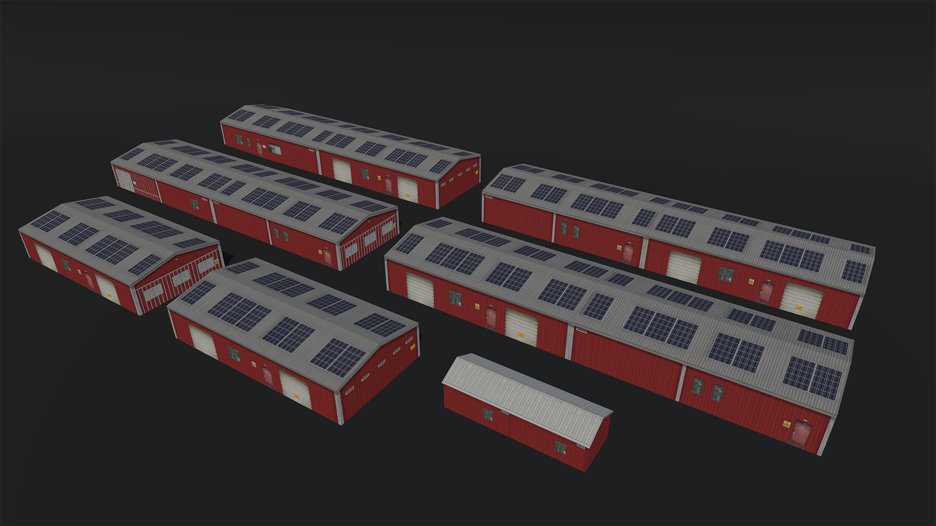 Lowpoly storage buildings pack Low-poly 3D model_3