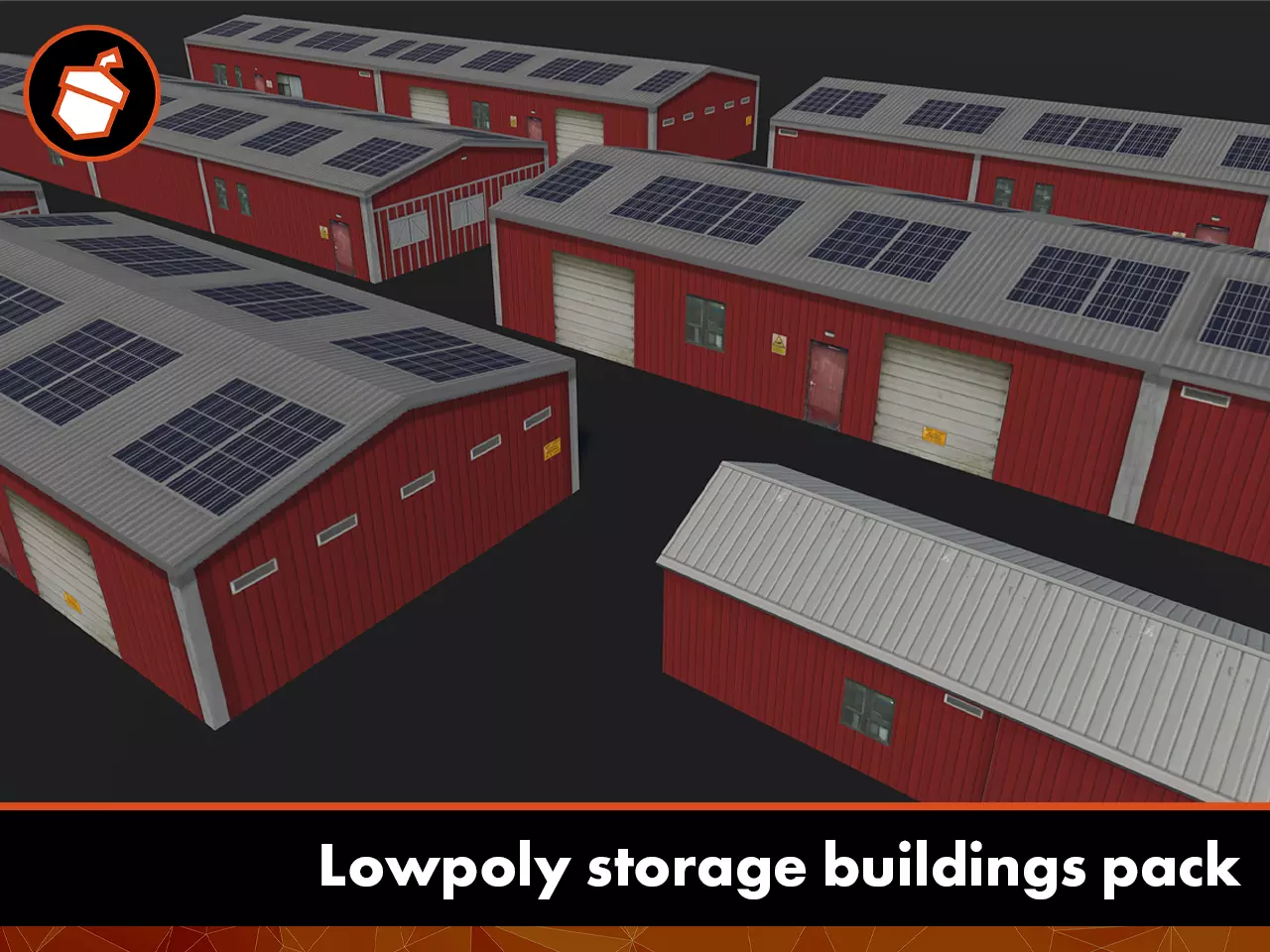 Lowpoly storage buildings pack Low-poly 3D model_0