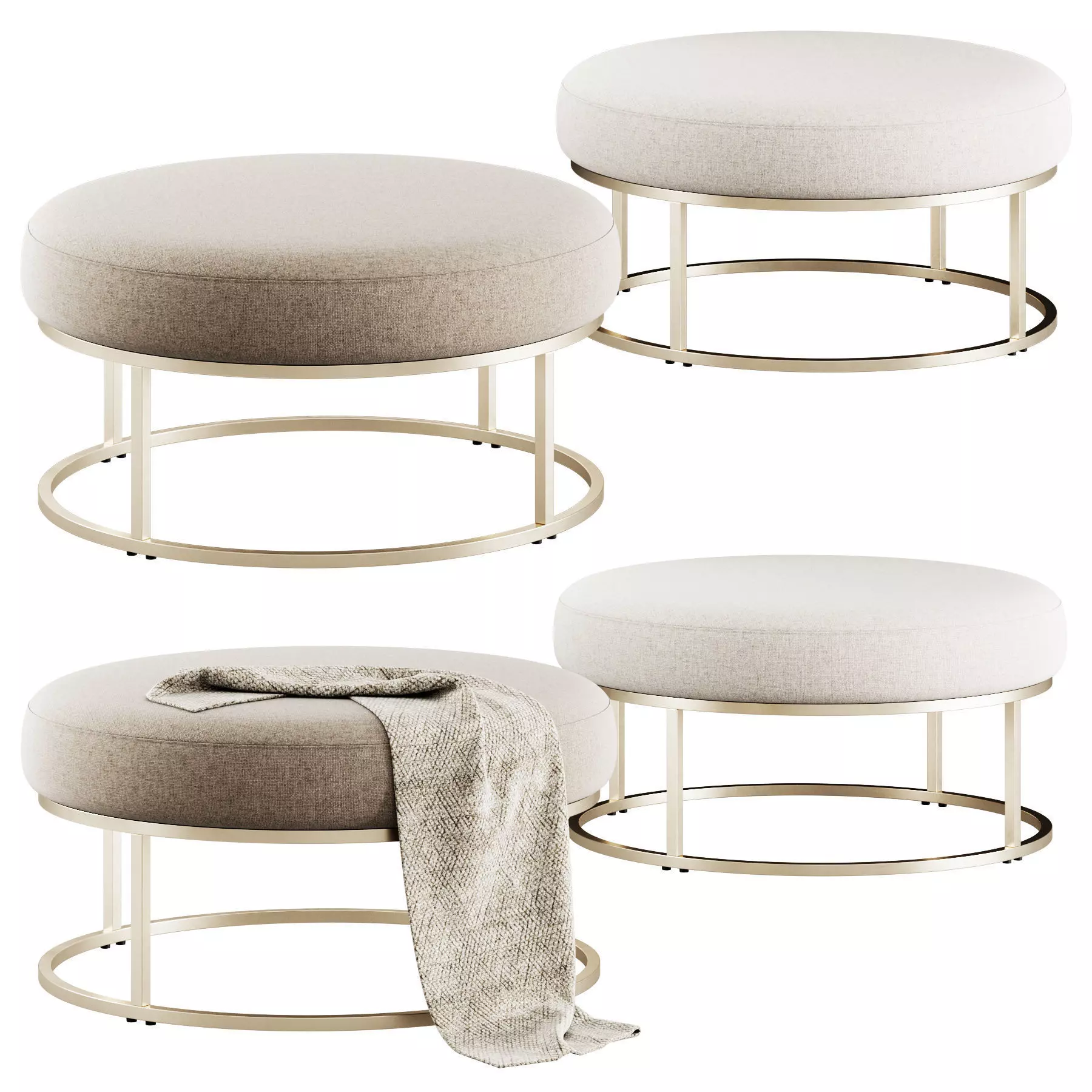 Millie Round Ottoman By Pottery Barn 3D model_0