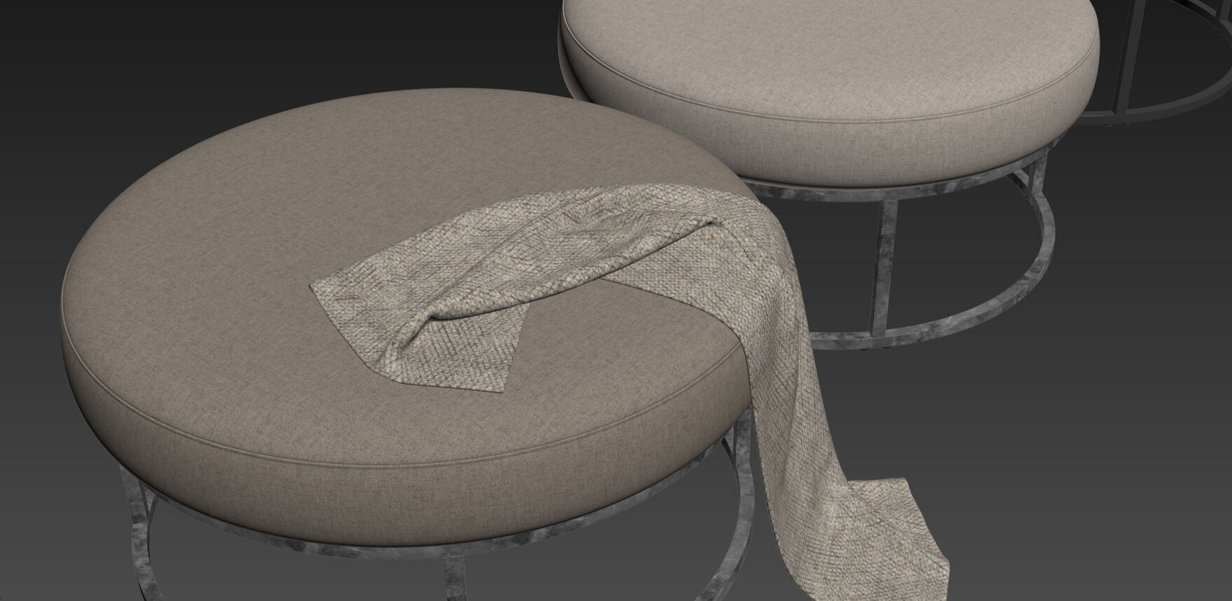 Millie Round Ottoman By Pottery Barn 3D model_8
