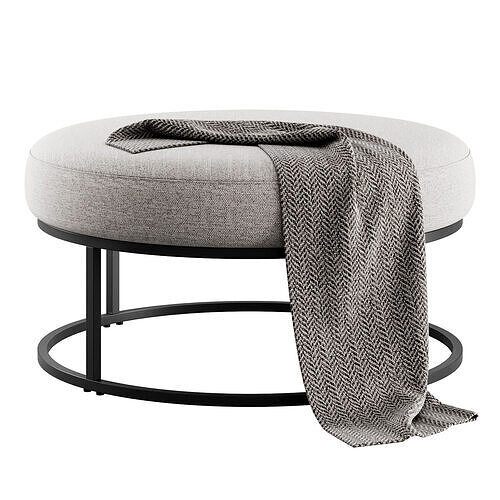 Millie Round Ottoman By Pottery Barn 3D model 4