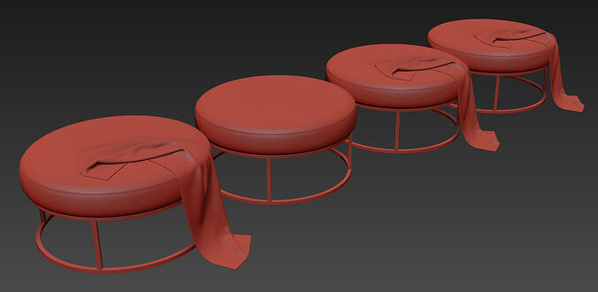 Millie Round Ottoman By Pottery Barn 3D model 7
