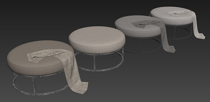 Millie Round Ottoman By Pottery Barn 3D model 6