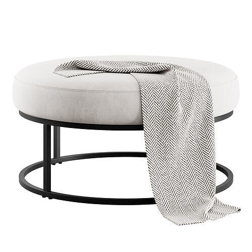 Millie Round Ottoman By Pottery Barn 3D model 3