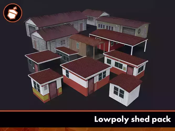 Lowpoly shed pack Low-poly 3D model
