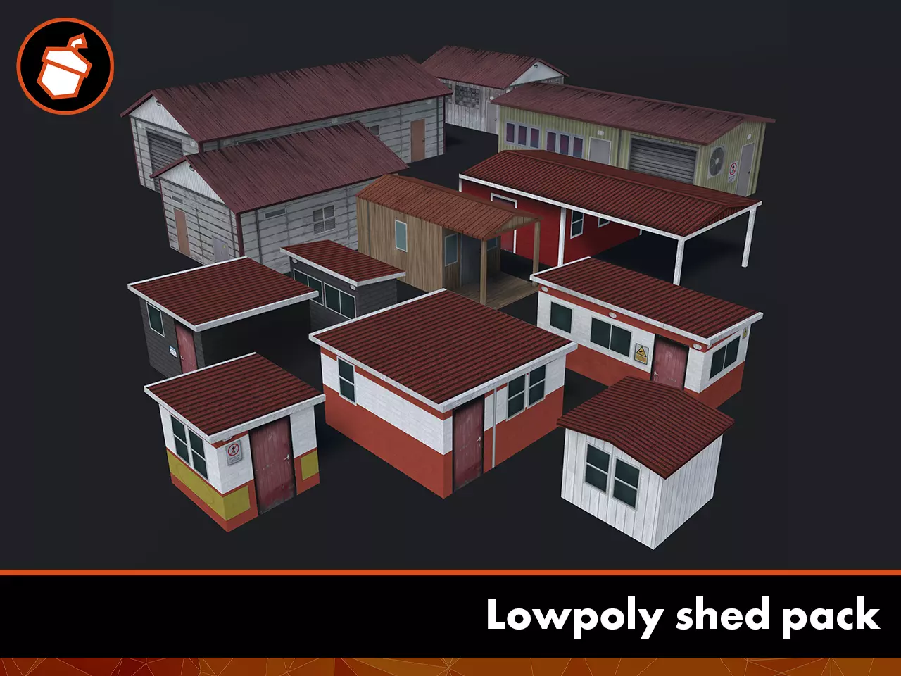 Lowpoly shed pack Low-poly 3D model_0