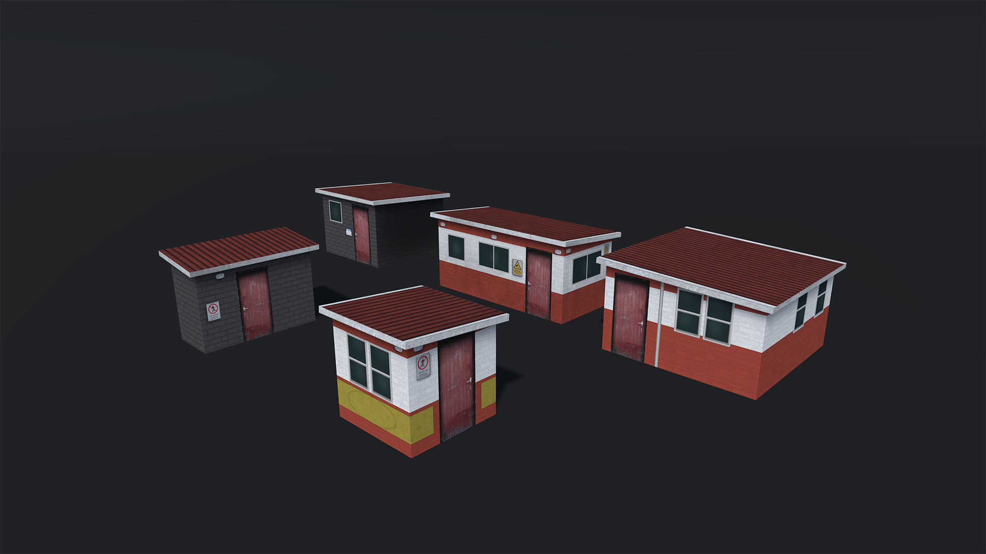 Lowpoly shed pack Low-poly 3D model_3
