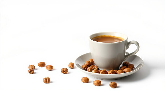 Minimalist Ceramic Coffee Cup with Brazil Nuts Display Low-poly 3D model 4