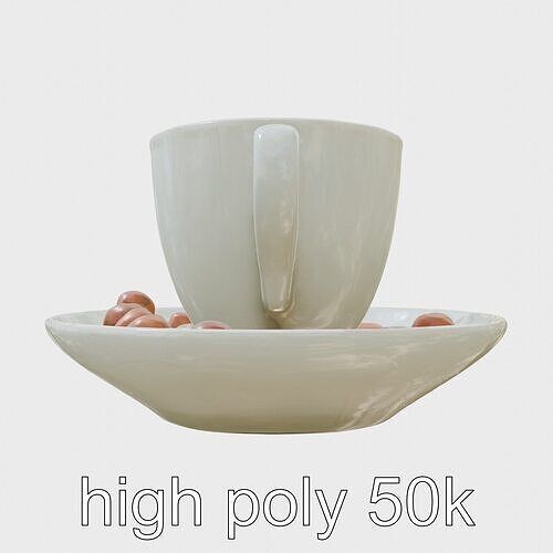 Minimalist Ceramic Coffee Cup with Brazil Nuts Display Low-poly 3D model 3
