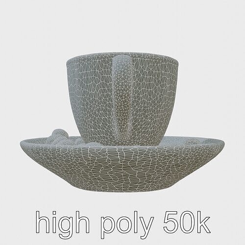 Minimalist Ceramic Coffee Cup with Brazil Nuts Display Low-poly 3D model 6