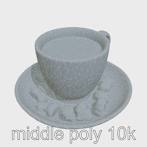 Minimalist Ceramic Coffee Cup with Brazil Nuts Display Low-poly 3D model 7