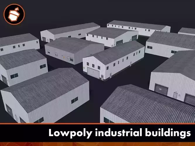 Lowpoly industrial buildings pack Low-poly 3D model
