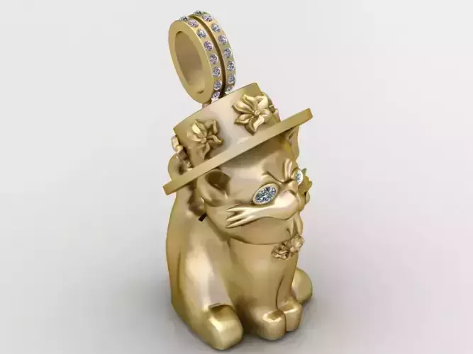 CUTE CAT ANIMAL  PENDANT 3D PRINTABLE MODEL 
