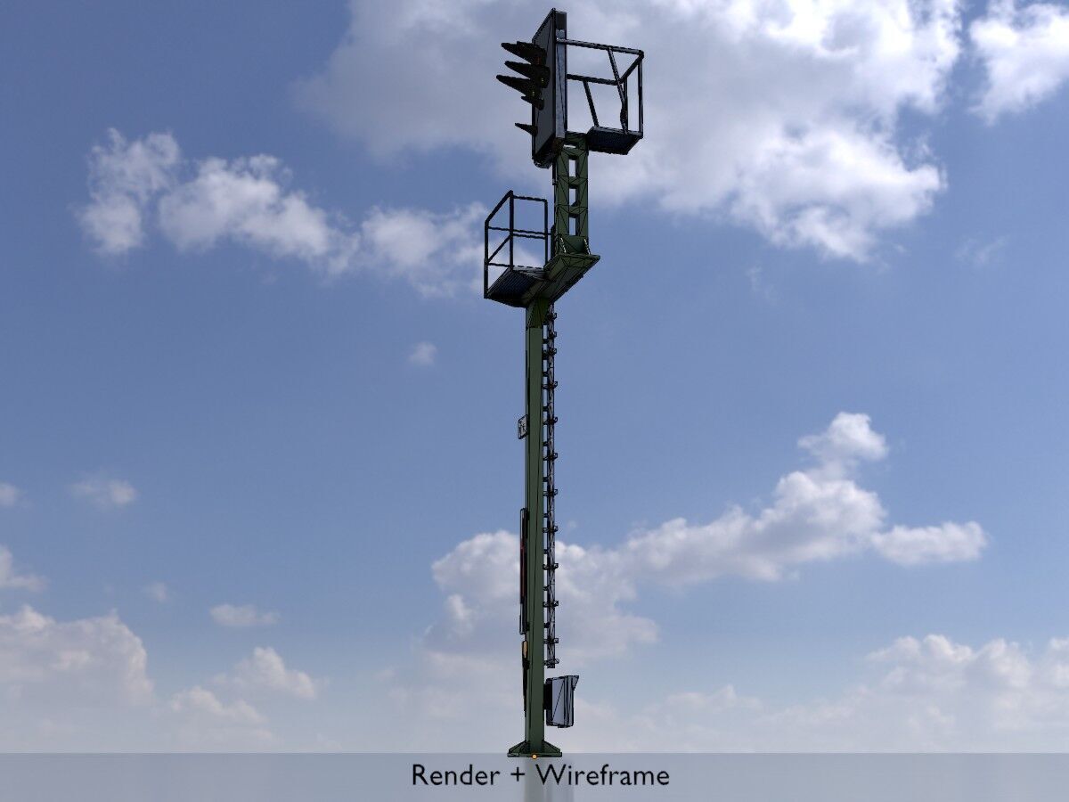 KS-Railway Signal-Post 7000mm Version-4 Low-poly 3D model_6