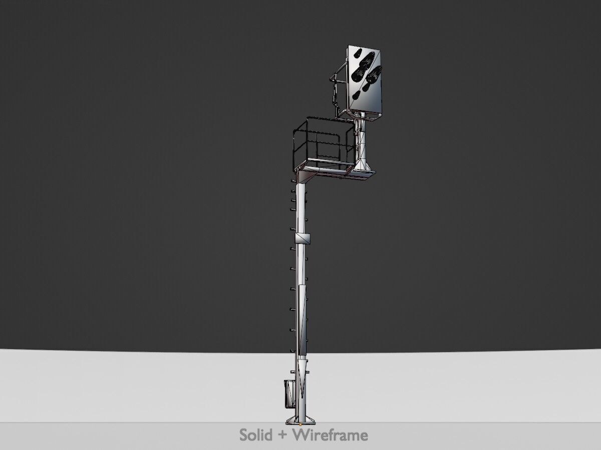 KS-Railway Signal-Post 7000mm Version-4 Low-poly 3D model_9