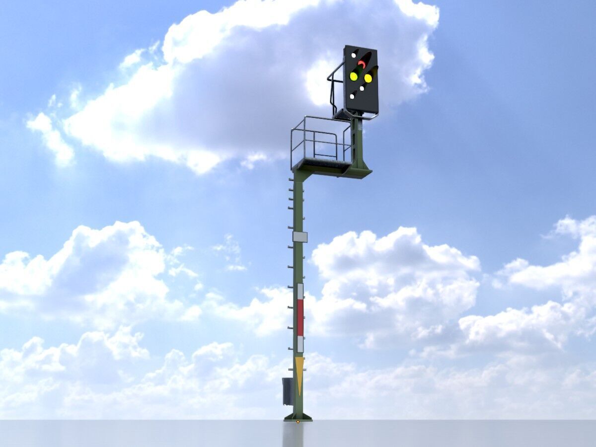 KS-Railway Signal-Post 7000mm Version-4 Low-poly 3D model_10